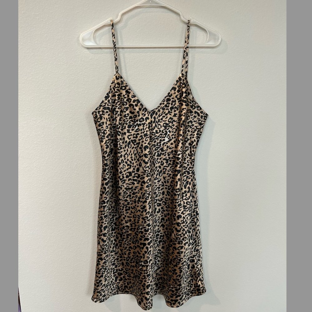 French Connection Sleeveless Animal Print V-Neck Slip Dress Size 8